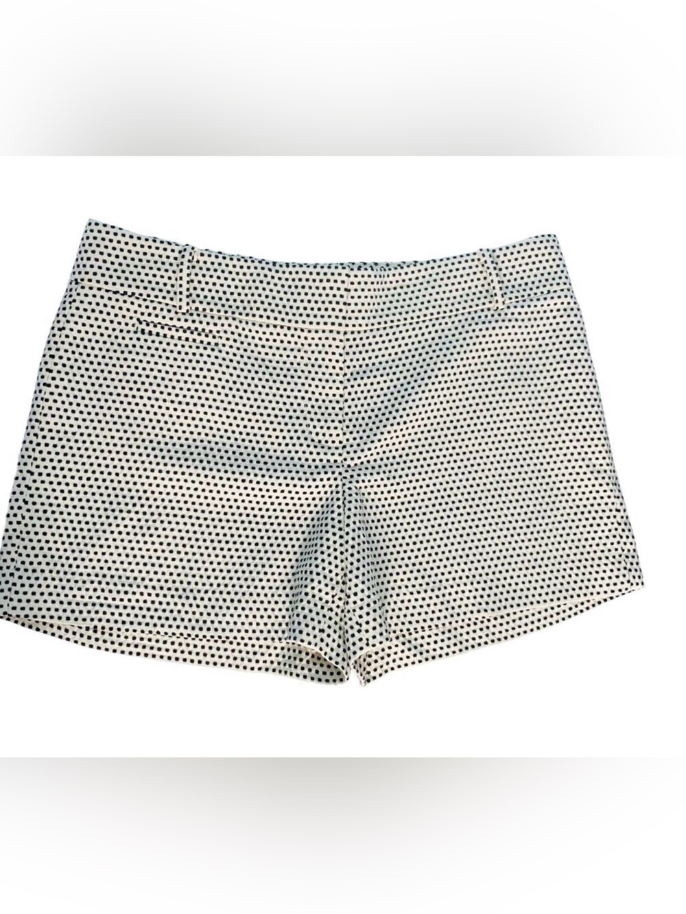 LOFT Size 8 Cream Black Dot Print Tailored Shorts 4” Inseam